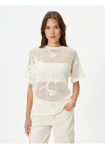 Kısa Kollu File Kazak Bisiklet Yaka Ajurlu modelleri