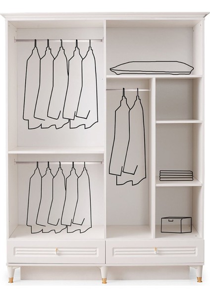 Kuğu Gardırop-Mdf-Ay taşı-160x60x220cm-4 Kapaklı-Aynalı-Ücretsiz Nakliye Ve Montaj fiyatları