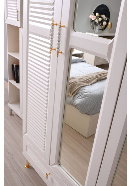 Kuğu Gardırop-Mdf-Ay taşı-160x60x220cm-4 Kapaklı-Aynalı-Ücretsiz Nakliye Ve Montaj modelleri
