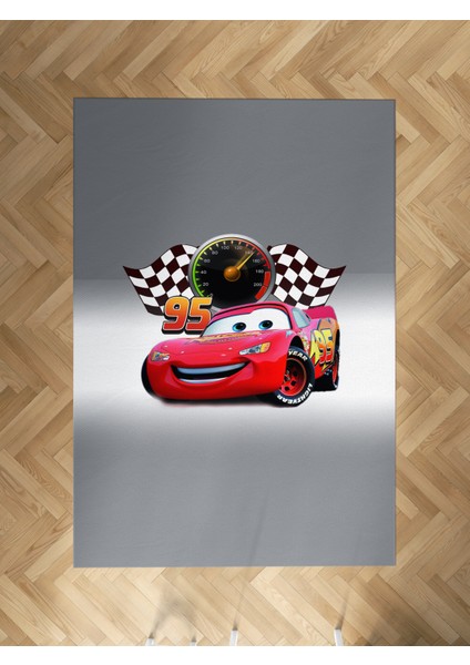 Bebek ve Çocuk Odası Gri Mcqueen Desenli Halı