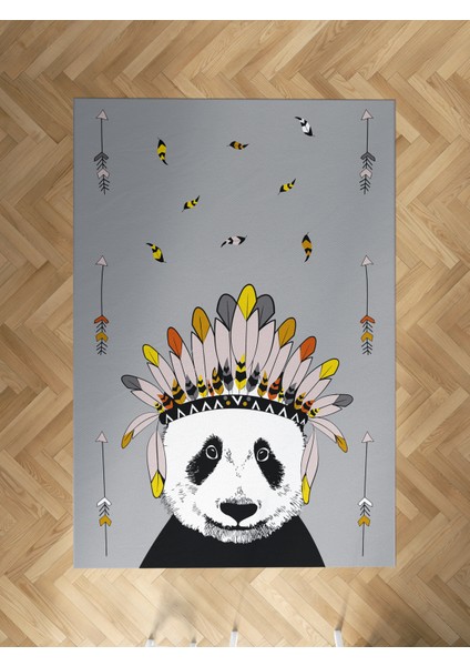Bebek ve Çocuk Odası Kızılderili Panda Desenli Halı