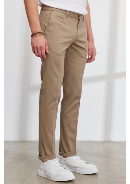Slim Fit Dar Kesim Yan Cepli Pamuklu Esnek Armürlü Pantolon