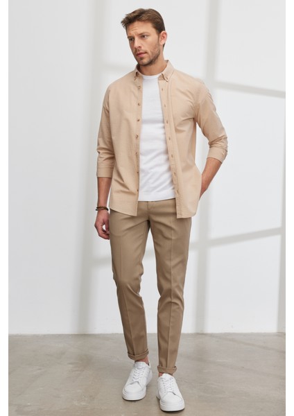 Slim Fit Dar Kesim Yan Cepli Pamuklu Esnek Armürlü Pantolon modelleri
