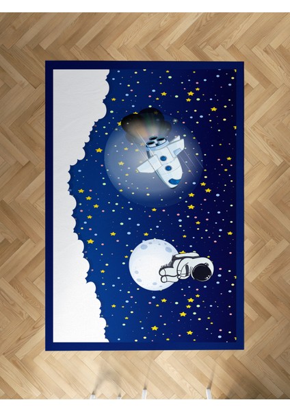 Bebek ve Çocuk Odası Astronot ve Spacex Desenli Halı