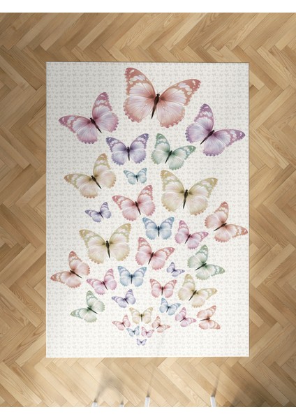 Bebek ve Çocuk Odası Uçan Kelebek Desenli Halı