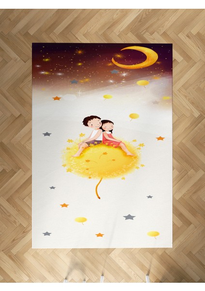 Bebek ve Çocuk Odası Sevimli Çocuklar Yıldız Desenli Halı