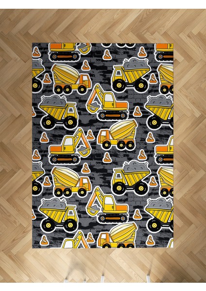 Bebek ve Çocuk Odası Iş Makine Desenli Halı
