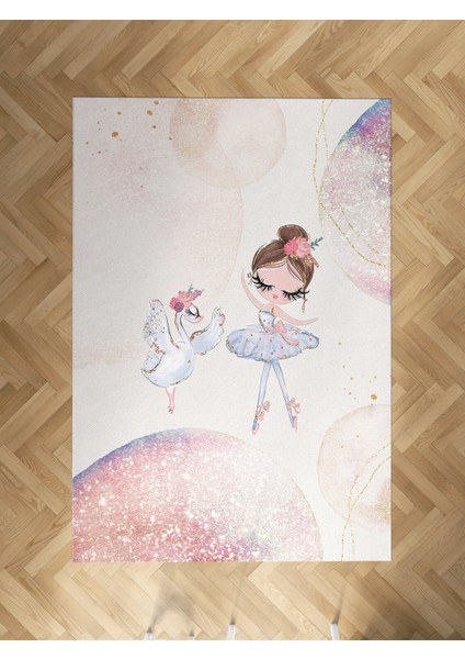 Bebek ve Çocuk Odası Kuğu ve Balerin Desenli Halı