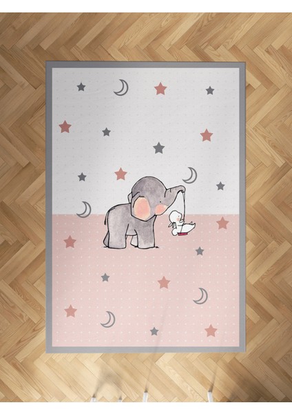 Bebek ve Çocuk Odası Sevimli Yavru Fil Desenli Halı
