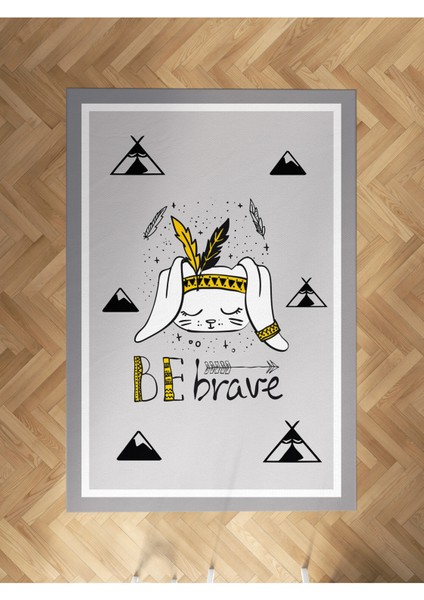 Bebek ve Çocuk Odası Cesur Ol Kızılderili Desenli Halı