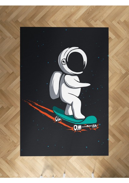 Bebek ve Çocuk Odası Kaykaylı Astronot Desenli Halı