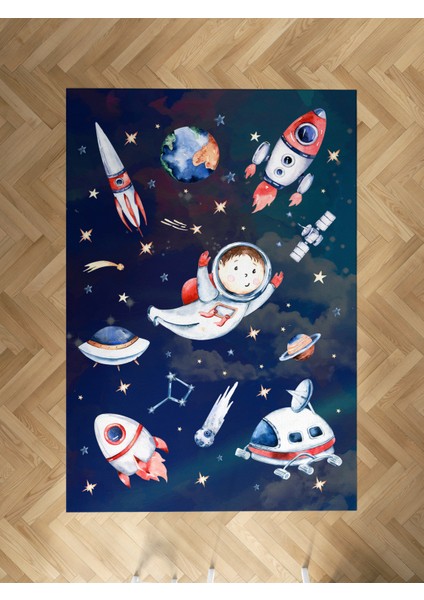 Bebek ve Çocuk Odası Uzaylı Astronot Desenli Halı