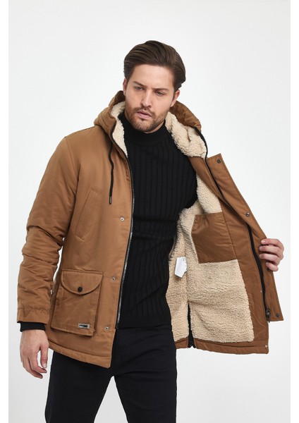 Kanvas Kumaş Kapüşonlu Slim Fit Kalıp Erkek Kışlık Mont fiyatları
