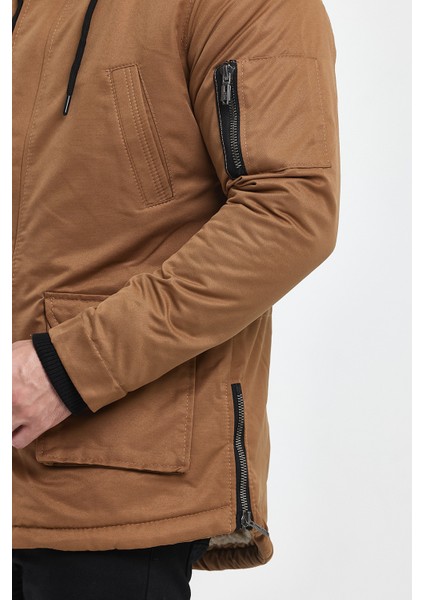 Kanvas Kumaş Kapüşonlu Slim Fit Kalıp Erkek Kışlık Mont indirimleri