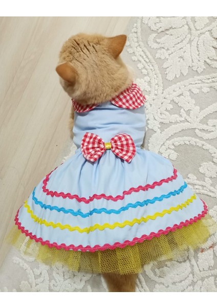 Rengarenk Festival Temalı Renkli Papyonlu Tüllü Kedi Köpek Kıyafeti Elbisesi Xlarge xl Beden 4