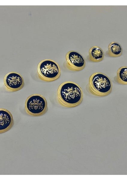 Blazer Ceket Düğmesi Takımı 4+8 Gold Içi Lacivert