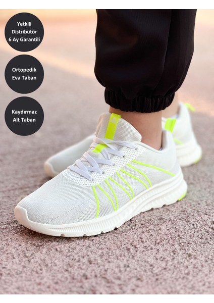 Running Kadın Beyaz Kaymaz Taban Ortopedik Nefes Alabilen Garantili Rahat Hafif Günlük Sneaker Yürüyüş Koşu Spor Ayakkabısı EW02888H