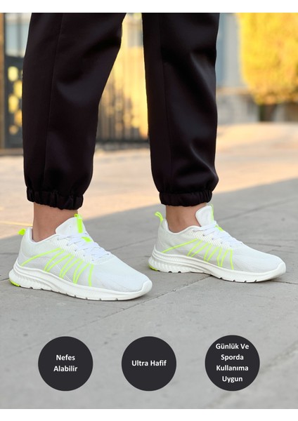 Running Kadın Beyaz Kaymaz Taban Ortopedik Nefes Alabilen Garantili Rahat Hafif Günlük Sneaker Yürüyüş Koşu Spor Ayakkabısı EW02888H