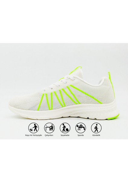 Running Kadın Beyaz Kaymaz Taban Ortopedik Nefes Alabilen Garantili Rahat Hafif Günlük Sneaker Yürüyüş Koşu Spor Ayakkabısı EW02888H