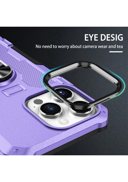 Iphone 15 Pro Max Purple Için Ring Tutucu Armor Hibrit Telefon Kılıfı (Yurt Dışından)