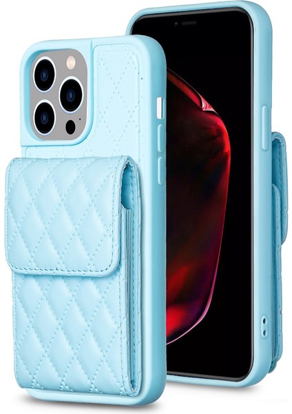 Iphone 15 Pro Max Blue Için Dikey Cüzdan Pu Kılıf (Yurt Dışından)