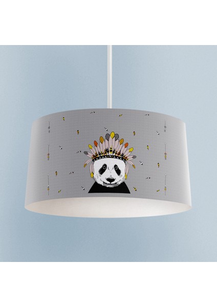 Bebek ve Çocuk Odası Kızılderili Panda Desenli Avize