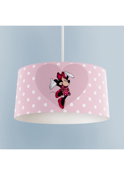 Bebek ve Çocuk Odası Büyük Kalpli Minnie Mause ve Puantiyeli Avize