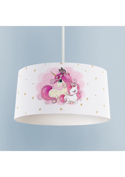 Bebek ve Çocuk Odası Yıldızlı Unicorn Desenli Avize