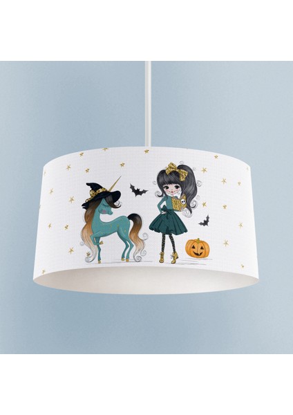 Bebek ve Çocuk Odası Bal Kabaklı Unicorn Desenli Avize
