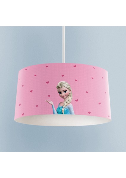 Bebek ve Çocuk Odası Pembe Elsa Desenli Avize