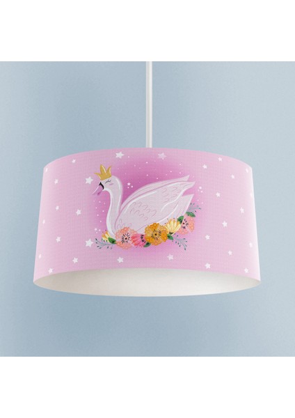 Bebek ve Çocuk Odası Pembe Kuğu Desenli Avize