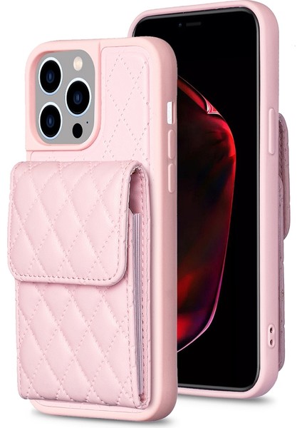 Iphone 15 Pro Maks Pembe Için Dikey Cüzdan Pu Kılıf (Yurt Dışından)
