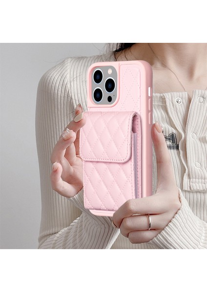 Iphone 15 Pro Maks Pembe Için Dikey Cüzdan Pu Kılıf (Yurt Dışından)