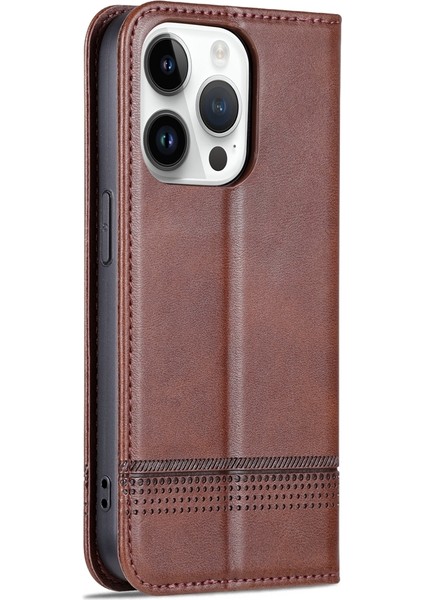 Magnicy Buzağı Doku Pu Pu Kılıfı Iphone 15 Pro Dark Brown Için (Yurt Dışından) modelleri