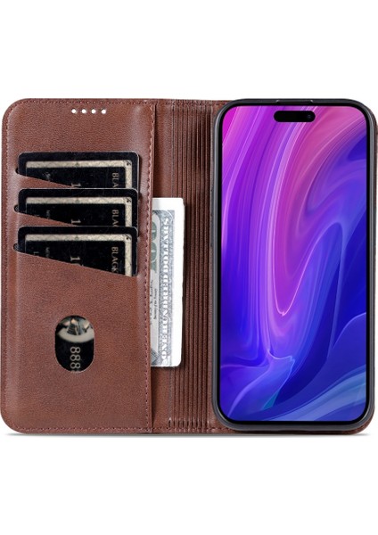 Magnicy Buzağı Doku Pu Pu Kılıfı Iphone 15 Pro Dark Brown Için (Yurt Dışından) fırsatları