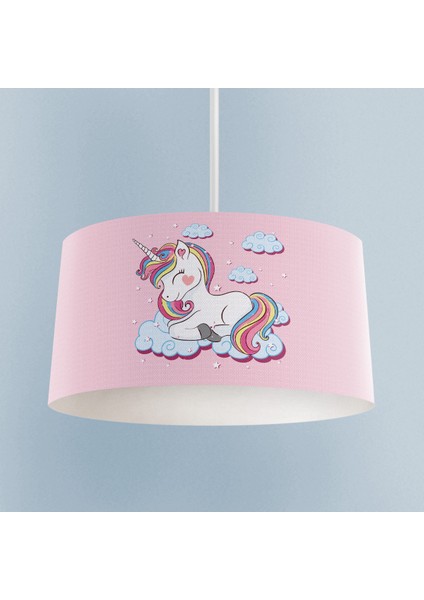 Bebek ve Çocuk Odası Bulutlu Unicorn Desenli Avize