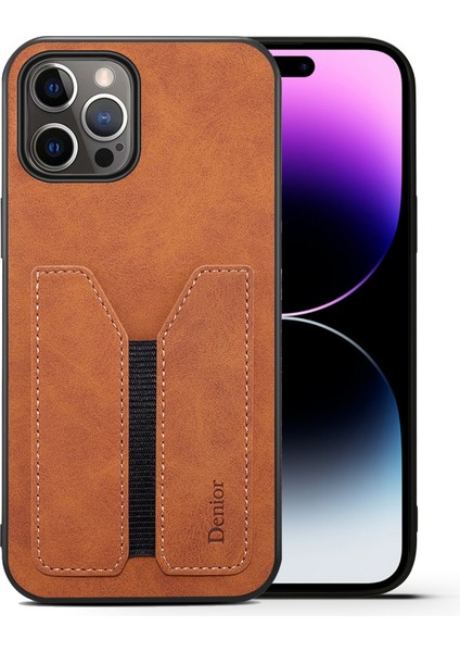 Iphone 15 Pro Brown Için Kart Yuvası Pu Geri Kılıf (Yurt Dışından)
