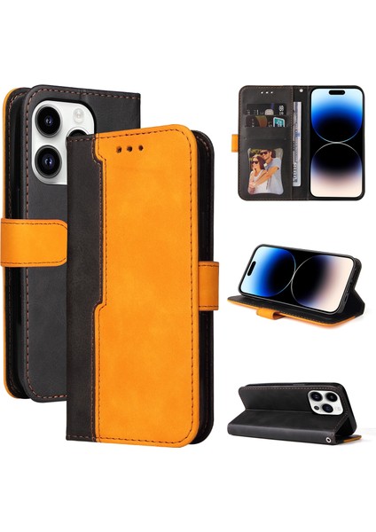 Iphone 15 Pro Max Orange Için Deri Telefon Kılıfı (Yurt Dışından)