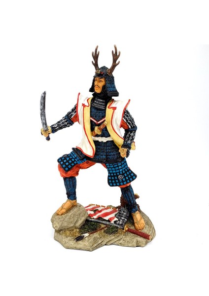 Geleneksel Savaşçı Kıyafetleriyle Kılıçlı Samuray Biblosu | Asya Figürleri | Japon Dekoratif Obje