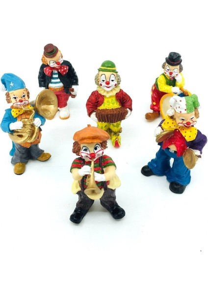 Altı Parça Palyaço Orkestrası Biblo Set | Palyaço Biblo | Dekoratif Ofis Objesi | Tv Sehpası Dekoru fiyatları
