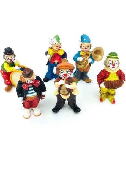 Altı Parça Palyaço Orkestrası Biblo Set | Palyaço Biblo | Dekoratif Ofis Objesi | Tv Sehpası Dekoru modelleri