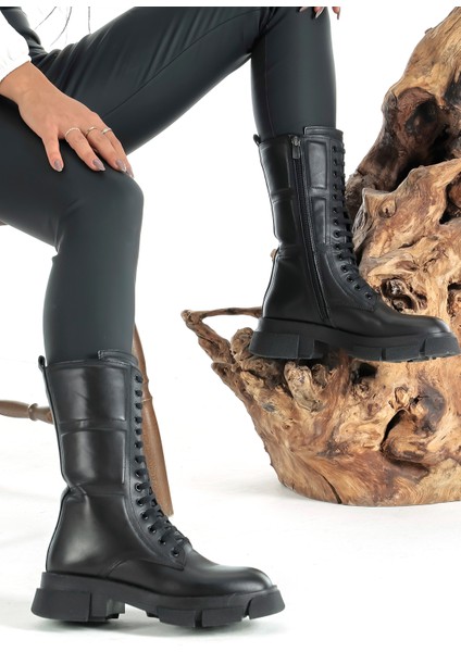 Deri Bağcıklı Ve Fermuarlı Rahat Kadın Bot Ayakkabı fırsatları