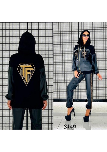 Tf Deri Eşofman Takımı - Siyah Gold