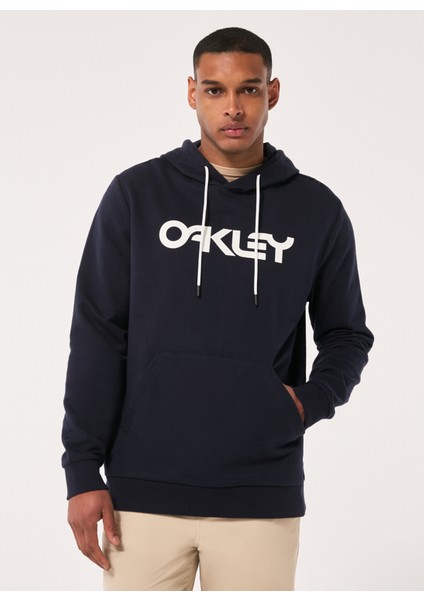 Lacivert - Beyaz Erkek Kapüşonlu Baskılı Sweatshirt FOA402599 B1B Po Hoodıe 2.0