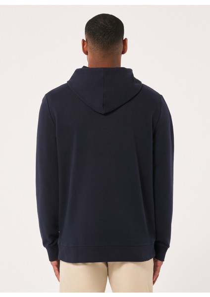 Lacivert - Beyaz Erkek Kapüşonlu Baskılı Sweatshirt FOA402599 B1B Po Hoodıe 2.0