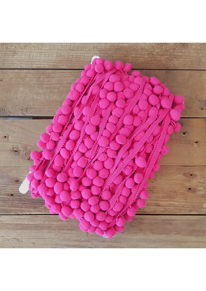 Koyu pembe ponpon şerit, 1.5 cm 2 metre
