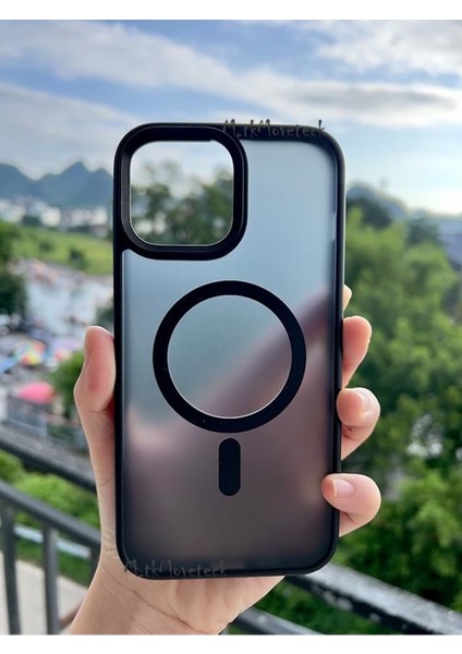 Iphone 15 Pro Kılıf Kamera Çıkıntılı Arkası Buzlu Mat Magsafe Şarj Destekli Titanyum Kenarlı Kapak