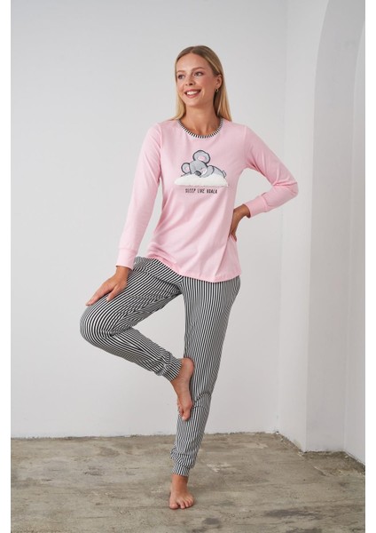 24506 Kadın Çizgili Pijama Takım