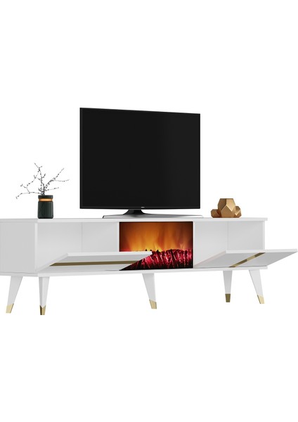 Vania Tv Sehpası Şömineli (Alt Modül)Beyaz Altın modelleri