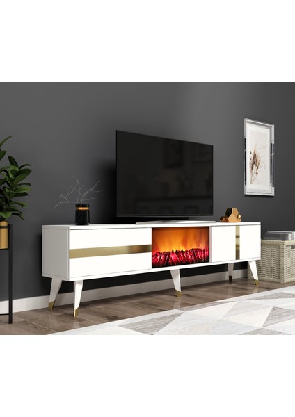 Vania Tv Sehpası Şömineli (Alt Modül)Beyaz Altın fiyatları